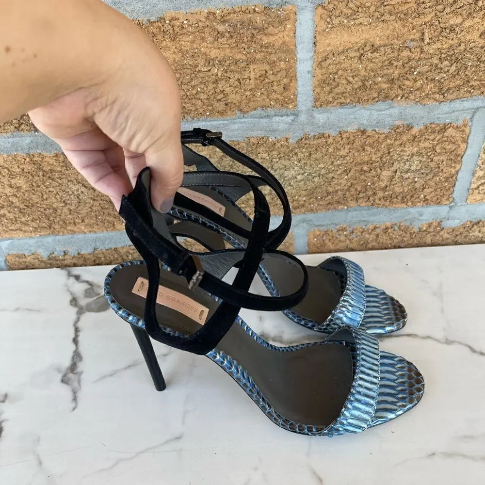 Reed Krakoff Snake and Suede Harness Sandal 391/2